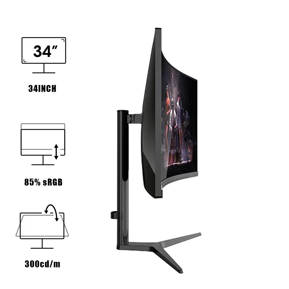High Refresh 34 Inch 3440*1440 100HZ  Curved Borderless PC Lifting Gaming Monitor Gaming Experience