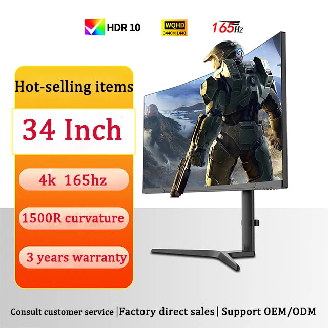 Brand NEW Custom Monitors 34 Inch 4K UHD 165hz 75hz PC Monitor  Gaming Monitor With Adjustable Stand