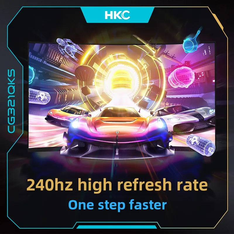 HKC CG321QKS 31.5-Inch 2K HD 240Hz Curved Gaming Monitor VA Panel 1ms Response 99% SRGB Wide Screen