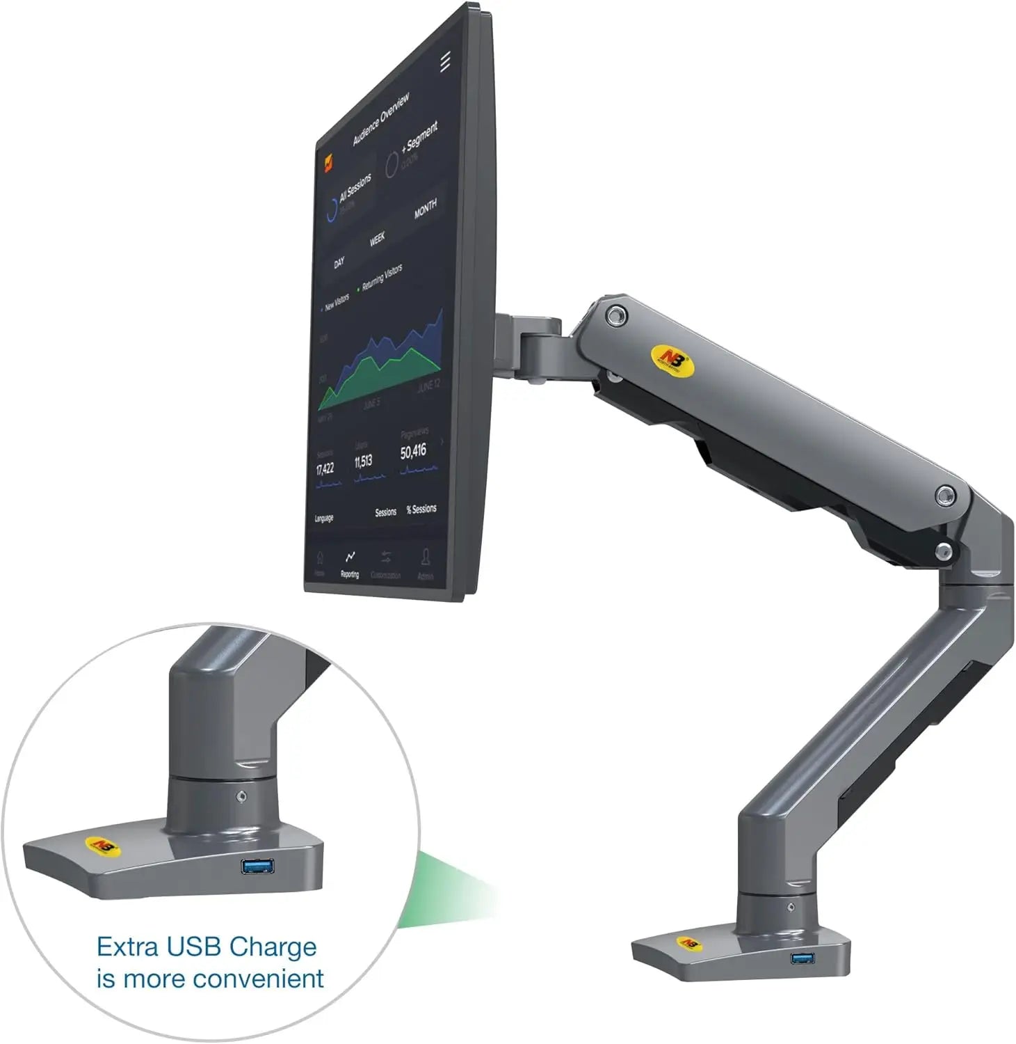 NB North Bayou Heavy Duty Monitor Arm Desk Mount, Full Motion Monitor Stand Fit for 27"-45" Big Screen Gaming Monitor Stand G50